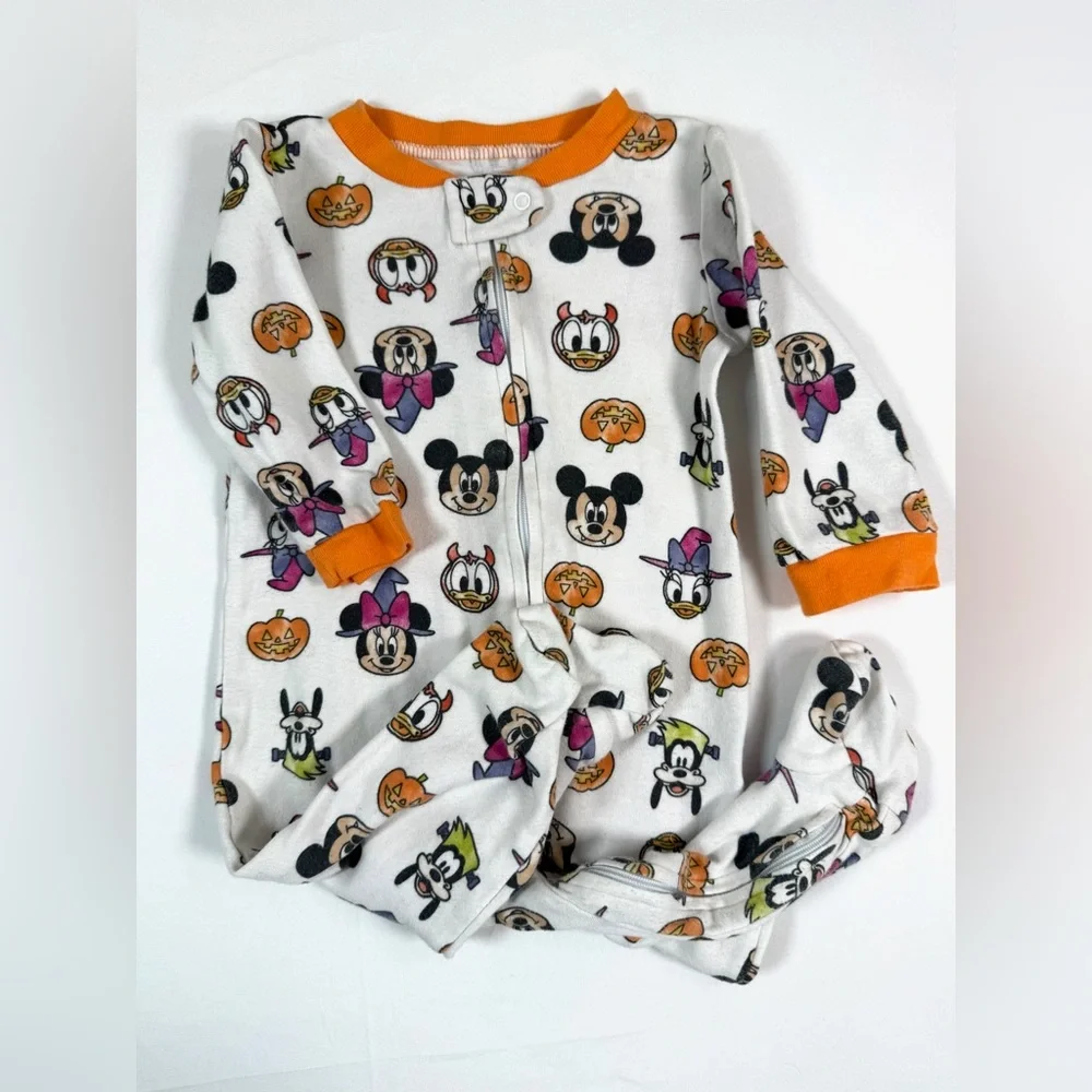 DISNEY Unisex Baby‎ Halloween Mickey Mouse & Friends Footie Pajamas Size 6-9M